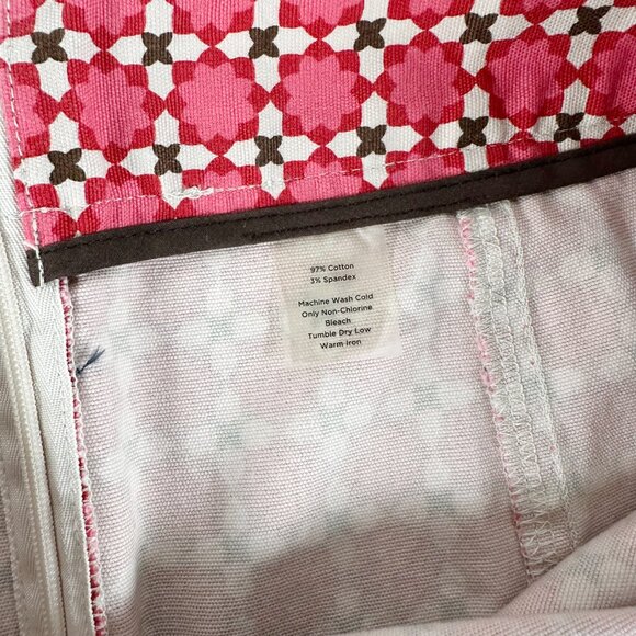 Talbots Cotton Blend Pencil Skirt Women's 8 Stretch Geometric Pink Red - Picture 7 of 9
